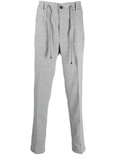 Peserico Elasticated-waist Tapered-leg Trousers In Grey