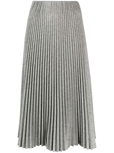 Ermanno Scervino Fine-knit Pleated Midi Skirt In Gray