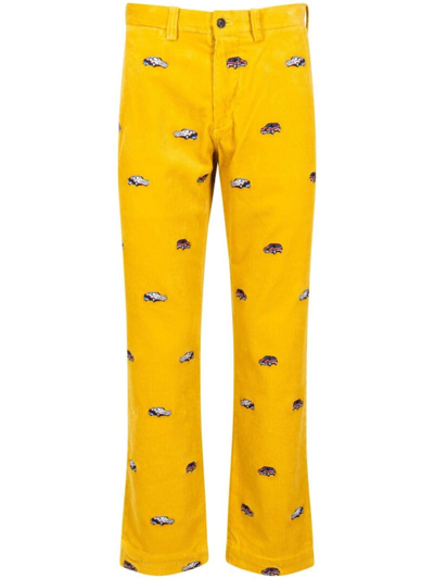 Palace X Ralph Lauren Embroidered Cord Gti Trousers In Yellow
