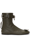 Jw Anderson Padlock Ankle Boots In Green