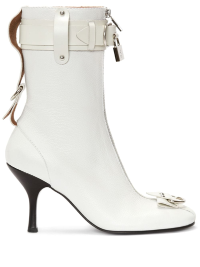 Jw Anderson Padlock Ankle Boots In White