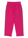 Monnalisa Embroidered-logo Cotton-blend Trousers In Pink