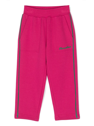 Monnalisa Kids' Embroidered-logo Cotton-blend Trousers In Pink