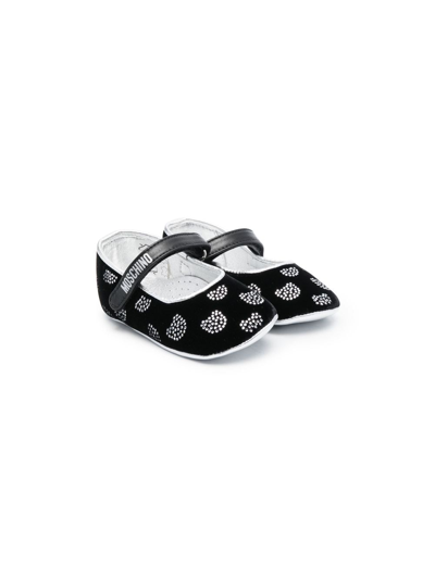 Moschino Babies' Logo-embellished Leather Ballerinas In Black