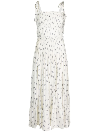 Polo Ralph Lauren Floral Pleated Satin Maxi Dress In Ceramic Floral