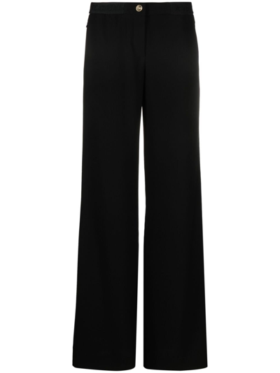 Versace Jeans Couture Logo-detail Wide Leg Trousers In Black