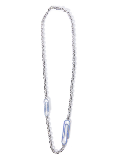 Off-white Paperclip Cable-link Necklace In Silver