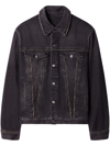 Off-white Logo-patch Decorative-zip Denim Gilet In Grey
