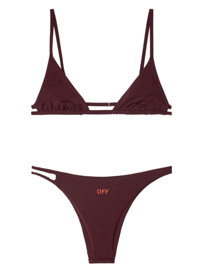 Off-white Off Stamp Triangle Bikini Set In Red