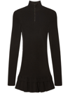 Off-white High-neck Pleated Knitted Minidress In Black