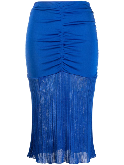 Tom Ford High-waisted Ruched Midi Skirt In Blue