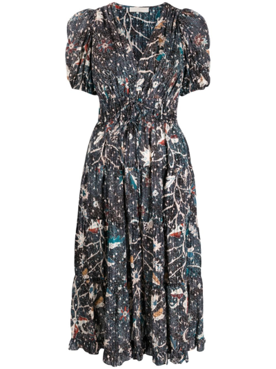 Ulla Johnson Thelma Graphic-print Midi Dress In Multi