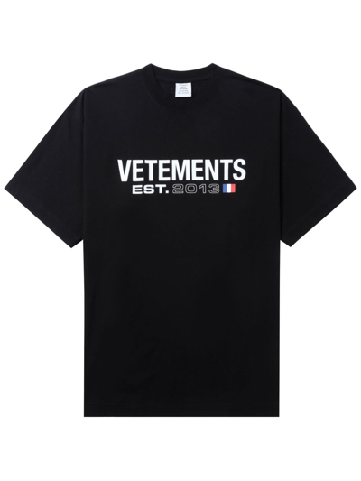 Vetements Logo-print Drop-shoulder T-shirt In Black