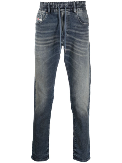Diesel Krooley Mid-rise Tapered Jeans In Schwarz