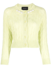 Simone Rocha Embellished Cropped Mohair-blend Cardigan In Green