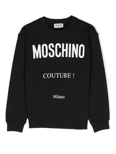 Moschino Kids' Logo-print Cotton Sweatshirt In Black