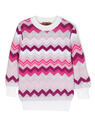 Missoni Kids' Signature Zigzag-print Knit Jumper In Pink