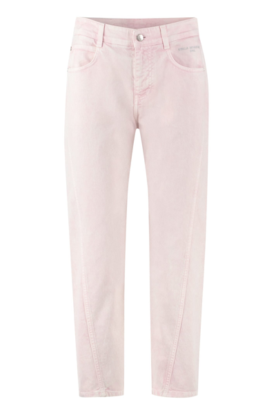 Stella Mccartney Fresh Peach Twisted Seam Crop Straight Leg Jeans In Pink