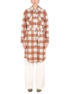 Woolrich Checked Coat In Marrone