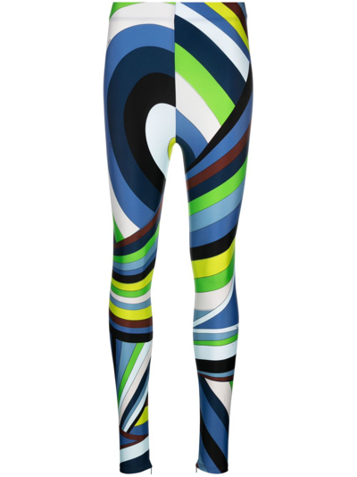 Pucci Iride Printed Lycra Leggings In Green