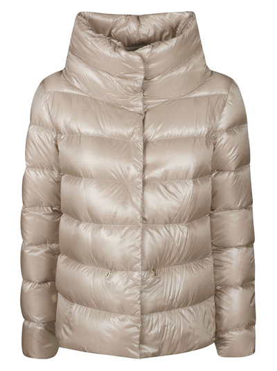 Herno Funnel Neck Padded Down Jacket In Braun