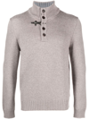 Fay Beige Virgin Wool Turtleneck Sweater Man In Brown