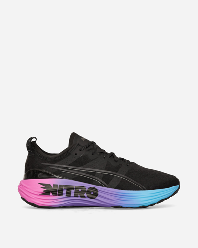 Puma Foreverrun Nitro Sunset Sneakers Black / Luminous Blue In Electric Orchid/luminous Blue/ Black