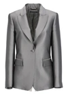 Alberta Ferretti Womens Grey Mikado Single-breasted Silk-blend Blazer In Grey