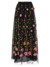 Giambattista Valli Floral-embroidered Tulle Maxi Skirt In Black