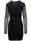 Philosophy Di Lorenzo Serafini Black Chantilly-lace Ruched Minidress In Black