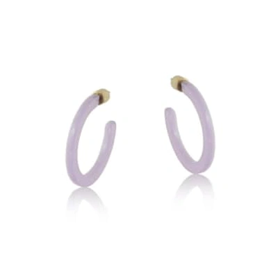 Big Metal Lilac Tiny Resin Hoop Earrings