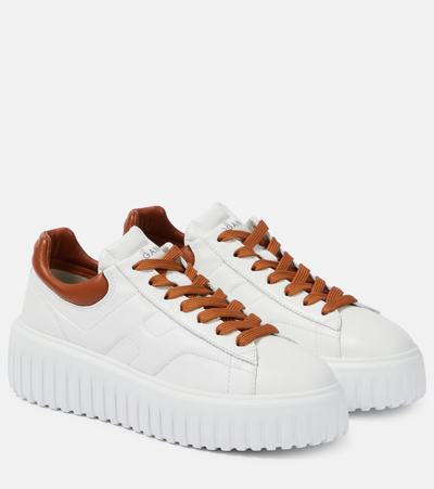 Hogan H-stripes Leather Low-top Sneakers In White