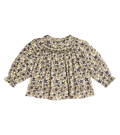 Bonpoint Baby Pompon Printed Cotton Blouse In Multicoloured