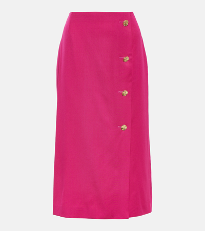 Nina Ricci High-waisted Wool Pencil Skirt In Pink