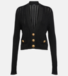 Balmain Cropped Knit Viscose Cardigan In Black
