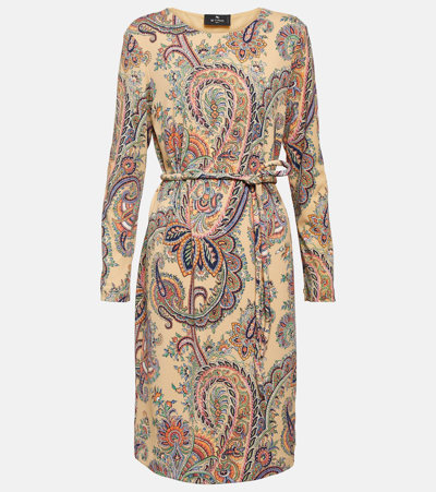 Etro Paisley Belted Minidress In Multicoloured