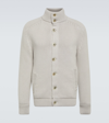 Herno Ribbed-knit Wool Cardigan In Grey