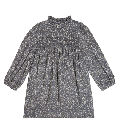 Bonpoint Kids' Topaz花卉棉质连衣裙 In Grey