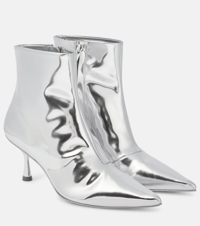 Simkhai Saanvi Metallic Leather Ankle Boots In Silver