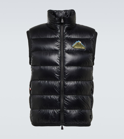 Moncler Jersey And Ripstop Down Waistcoat In Black