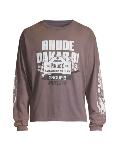 Rhude Dakar 91 Logo-print Cotton-jersey Sweatshirt In Grey