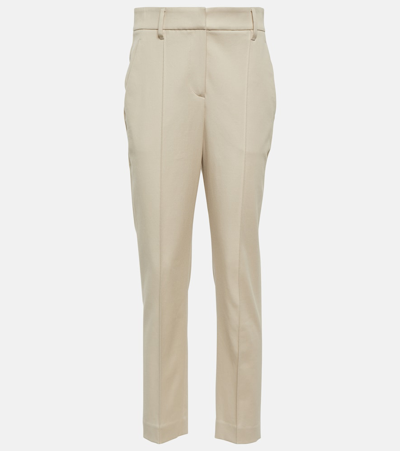 Brunello Cucinelli Cotton-blend Slim Pants In Beige
