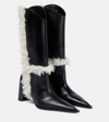 COPERNI BRIDGE FAUX SHEARLING-TRIMMED KNEE-HIGH BOOTS