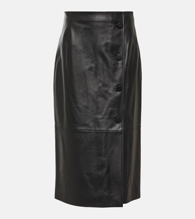 Nina Ricci Buttoned Leather Midi Skirt In U9000 Black