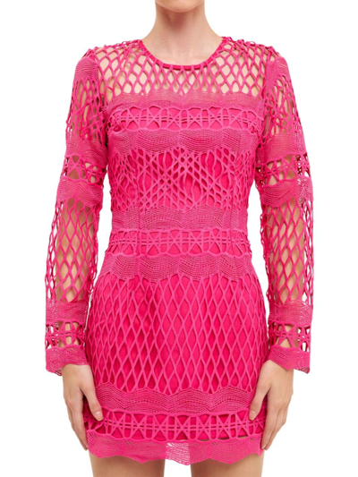 Endless Rose Crochet Bodycon Mini Dress In Pink