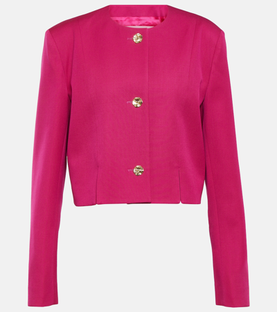 Nina Ricci Long-sleeve Cropped Wool Jacket In Fuchsia