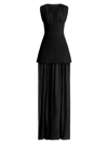 Herve Leger Ruched Chiffon Sleeveless Milano Corset Gown In Black