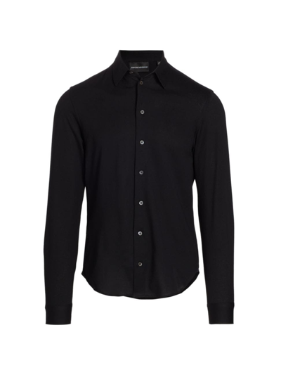 Emporio Armani Men's Cotton Sport Long-sleeve Shirt In Black