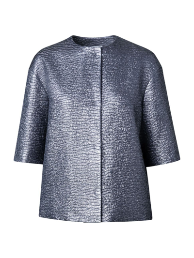 Akris Punto Metallic Jacquard Jacket In Slate