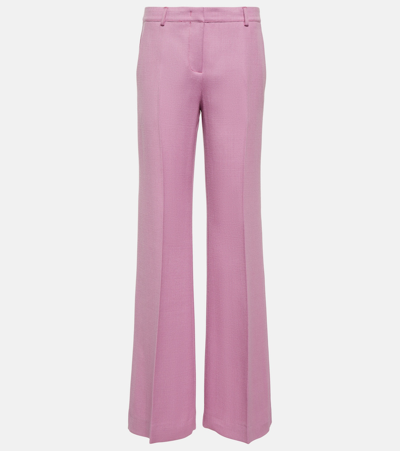 Etro Wide-leg Wool-blend Pants In Pink